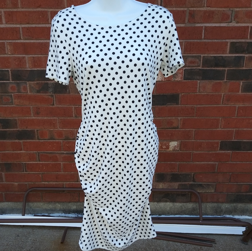Ruby & Lace Maternity Ivory Dress Black Polka Dot